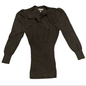 bebe | Feel Chic | Tie-neck front Puff-Sleeve Knit Top